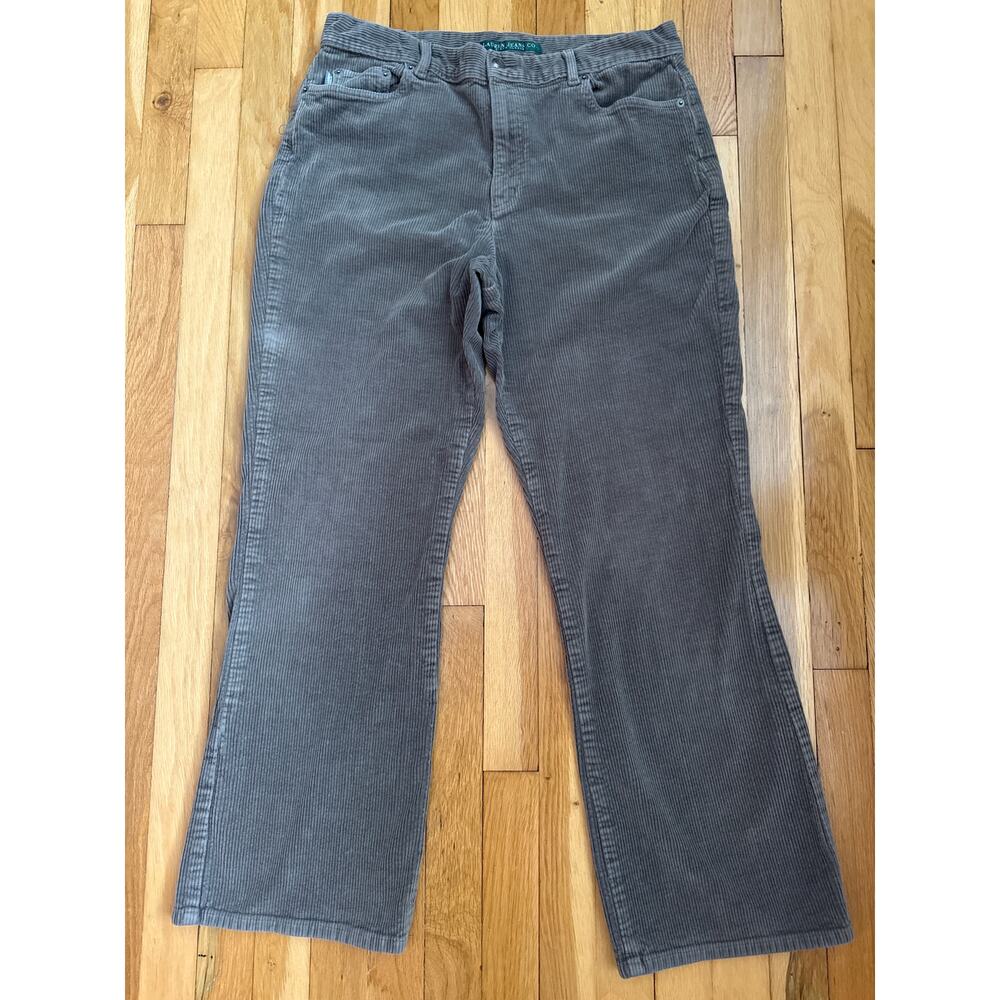 Lauren Jean Co. Ralph Lauren Corduroy's Straight Leg Earthy Olive Women Size 14